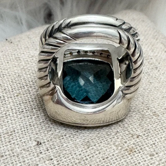 David Yurman Moonlight Ice Hampton Blue Topaz Diamond Albion Ring - Picture 9 of 12